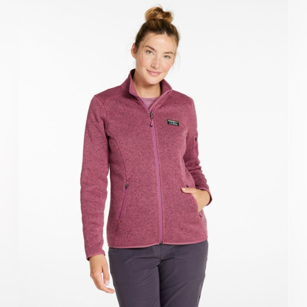 LL bean women’s extra‎ small front zip fleece jacket with hoodie